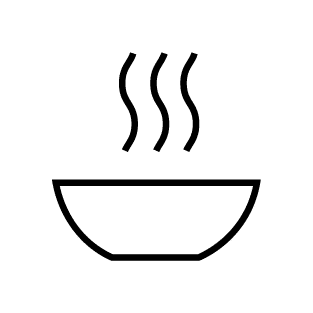 Icon einer Essensschale mit Dampf als Symbol für den Benefit Essensgeld-Zuschüsse für den Zeitarbeitseinsatz bei TREND-JOB